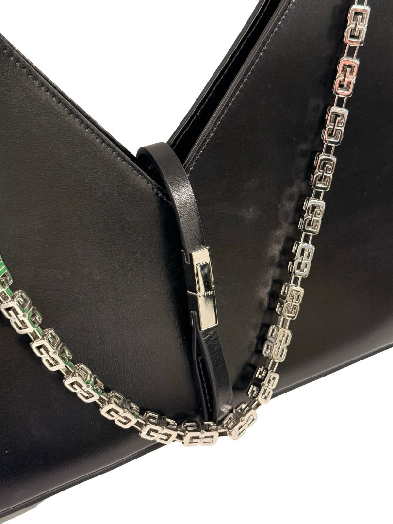 Givenchy Black Leather Cut Out Box Bag W Chain.