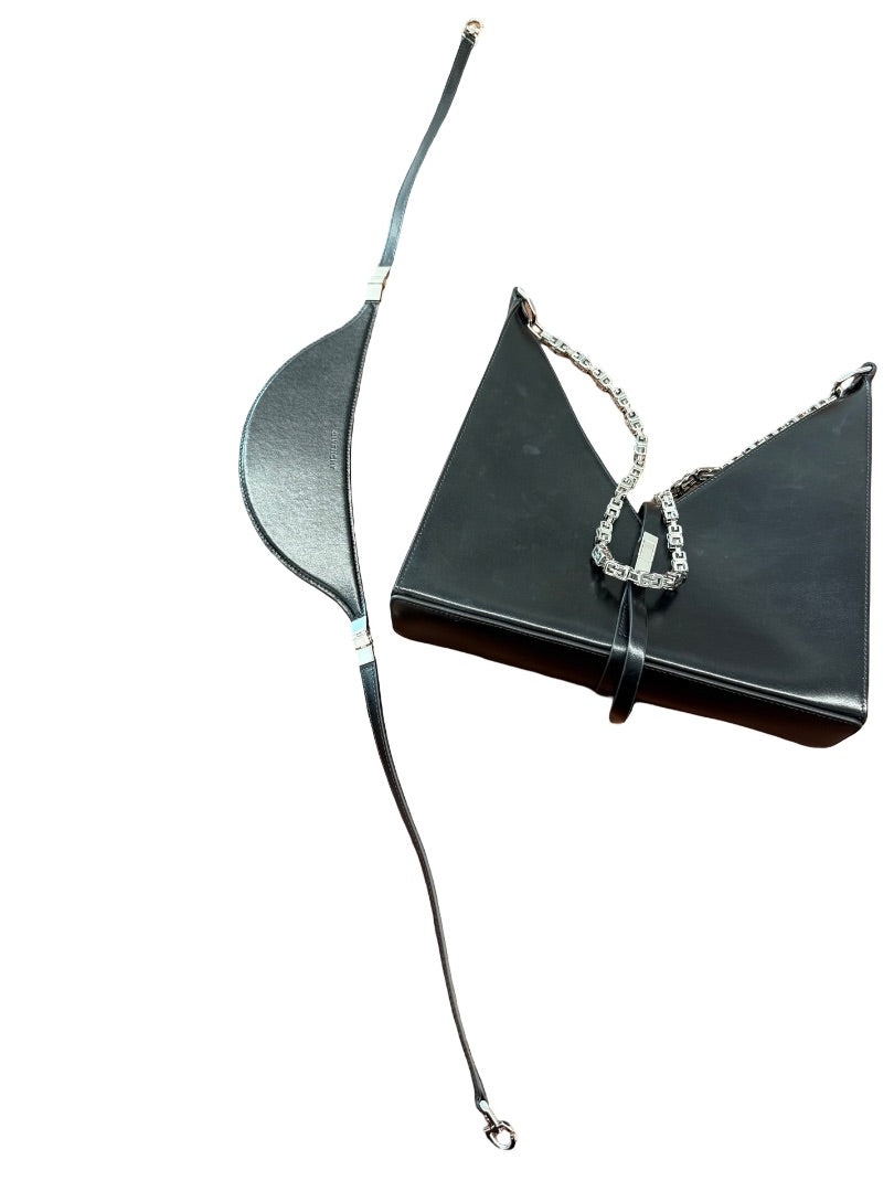 Givenchy Black Leather Cut Out Box Bag W Chain.