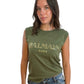 Balmain Sleeveless T-Shirt w Gold Buttons. Size: 34