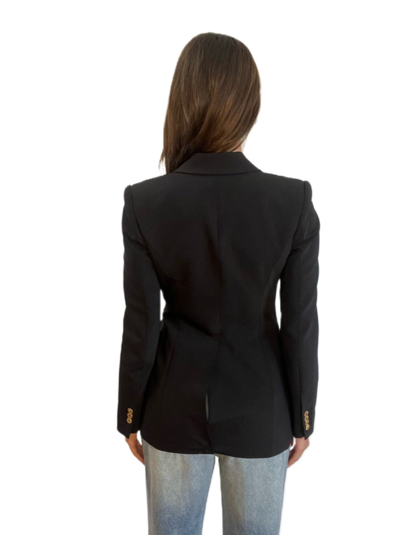 Camilla & Marc Black Double-Breasted Blazer w Rose Gold Buttons. Size: 6