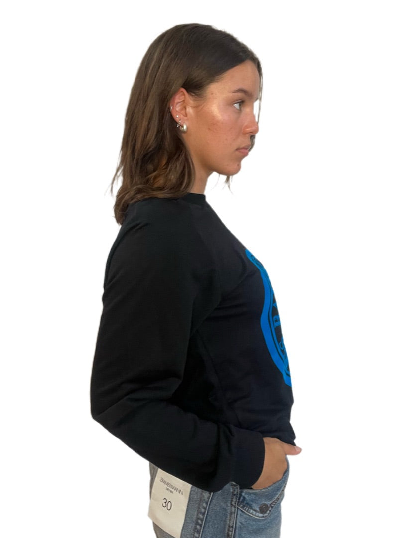 Balmain Black Long Sleeve Round Neck Sweater. Size: 34