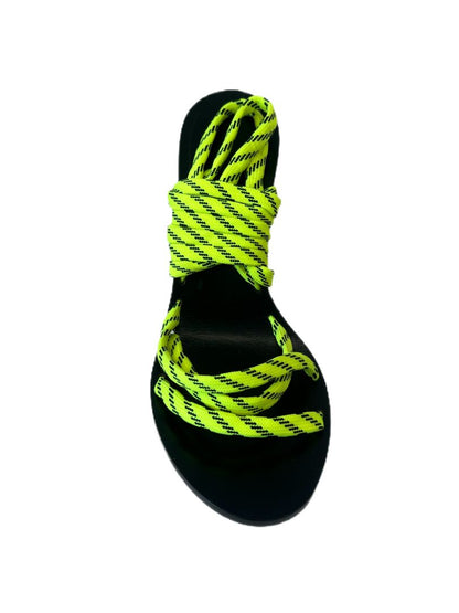 Balenciaga Black and Neon Yellow Neon Rope Strap Heels. Size: 40