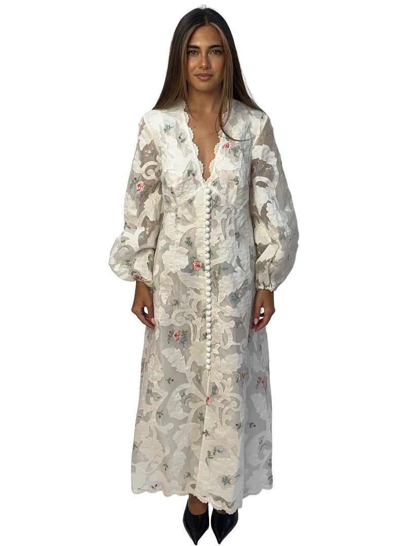 Zimmermann White Floral Embroidered Dress. Size: 3