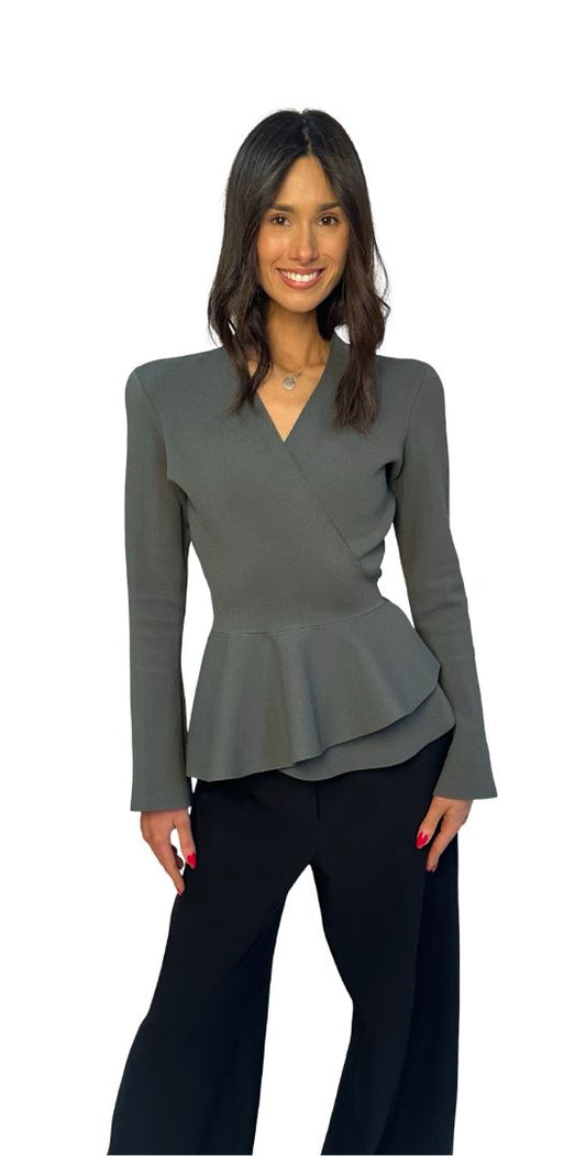 Scanlan Theodore Sage Crepe Knit Wrap Jacket. Size: M
