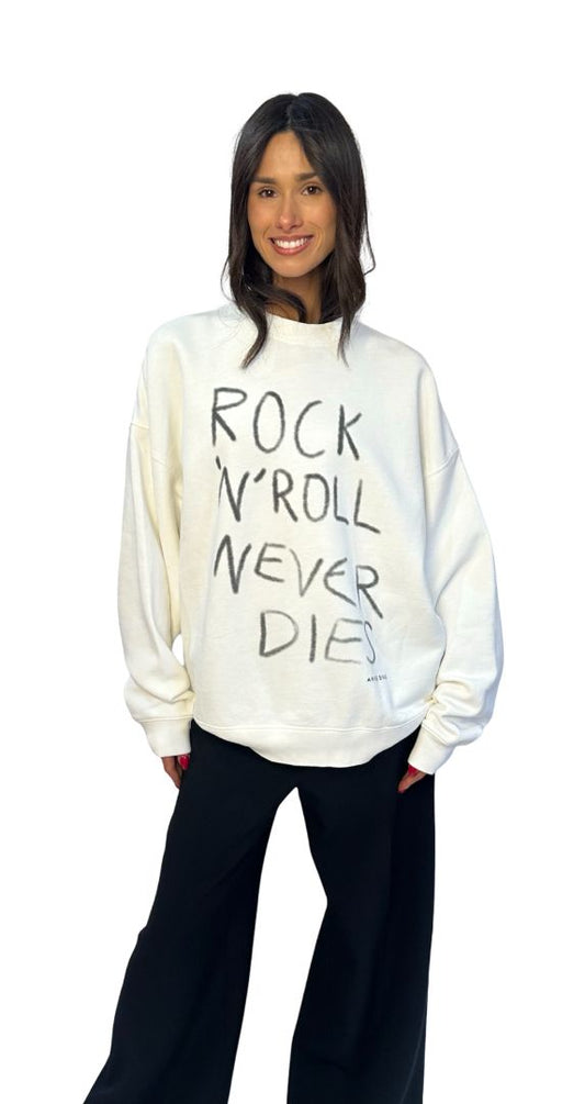 Anine Bing White 'Rock N Roll Never Dies' Sweater. Size: XS