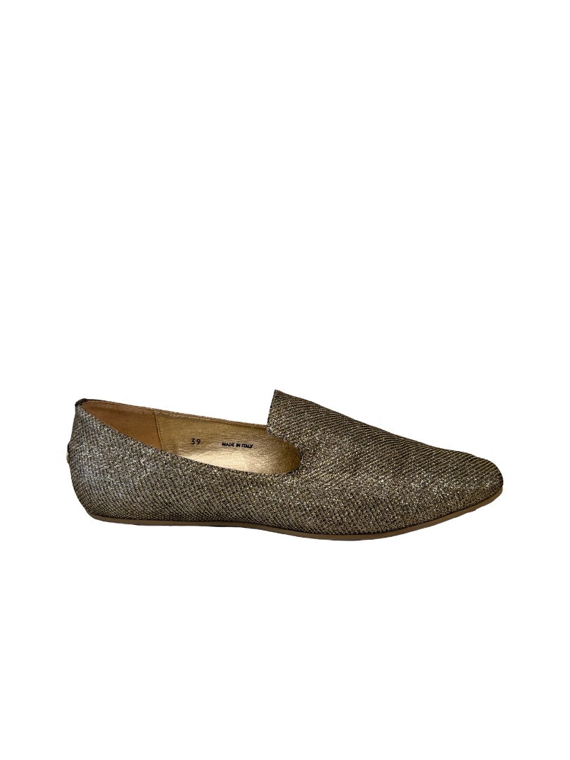 Jimmy Choo Silver/Gold Glitter Flats. Size: 39