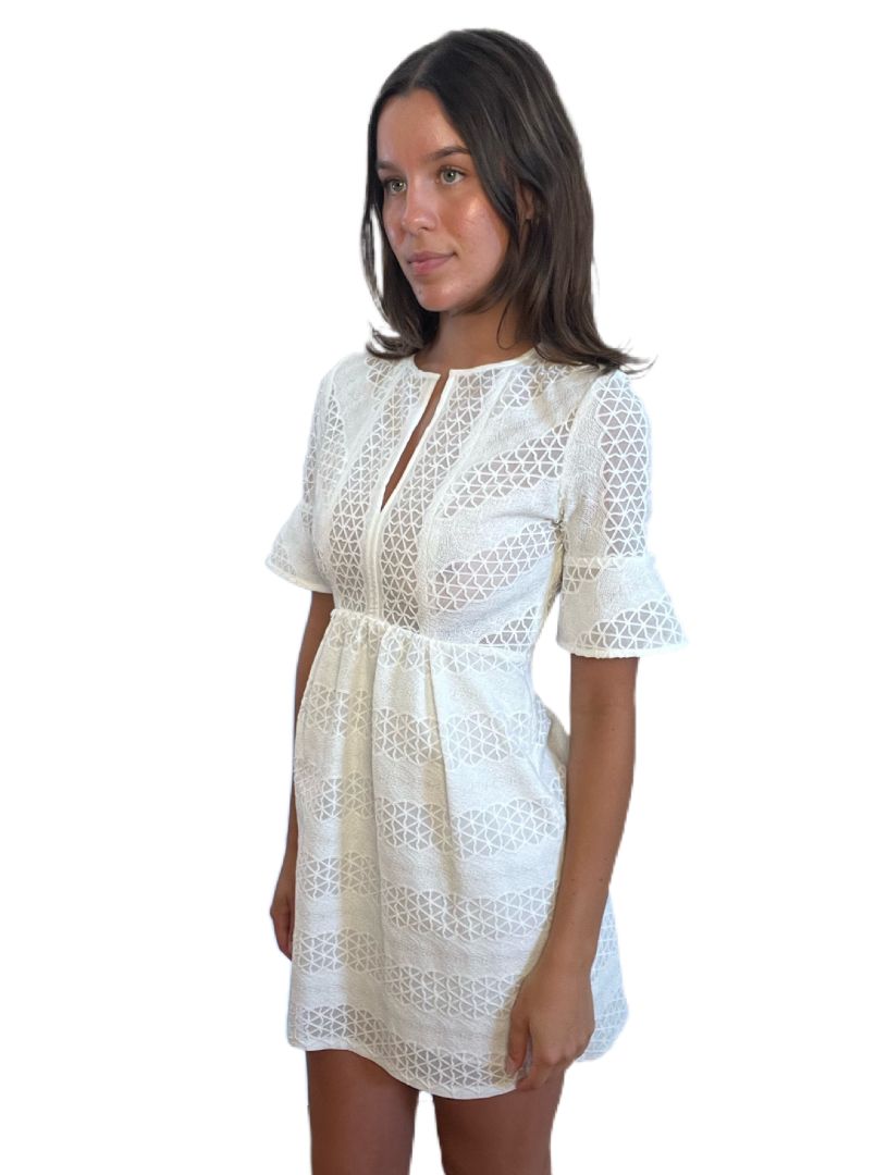 Sandro Off White Short Sleeve Mini Dress. Size: XS