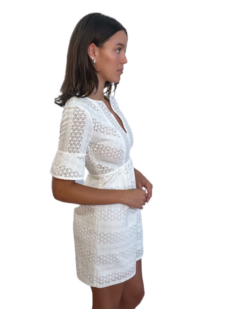Sandro Off White Short Sleeve Mini Dress. Size: XS