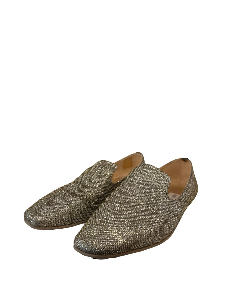 Jimmy Choo Silver/Gold Glitter Flats. Size: 39