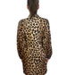 Cras Leopard Print Long Sleeve Button Down Mini Dress. Size: 38