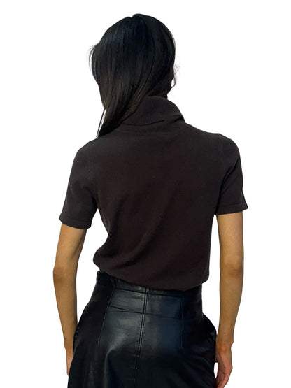 Giorgio Armani Brown Cashmere Logo Turtleneck Tee. Size: 42