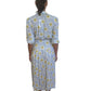 Rixo Blue Pattern Blouson-Sleeved Long Button Down Dress. Size: 6