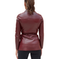 Off-White Burgundy Leather Jacket. Size:36