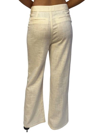 Staud Cream Linen Blend Front Button Pants. Size: 6