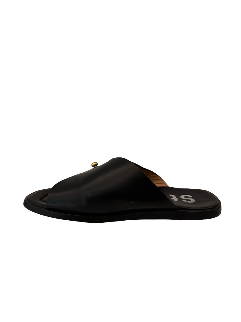 Acne Studios Black Double Stud Slides. Size: 39