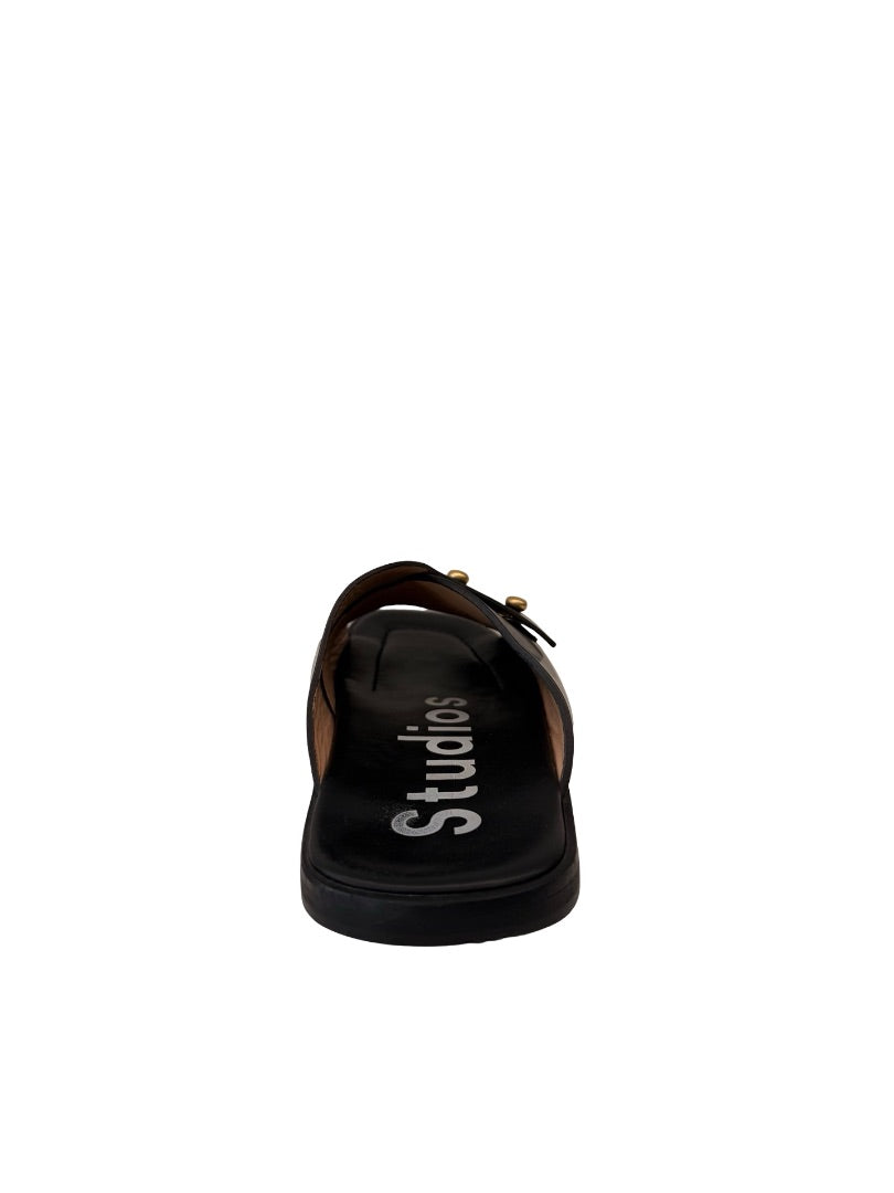 Acne Studios Black Double Stud Slides. Size: 39