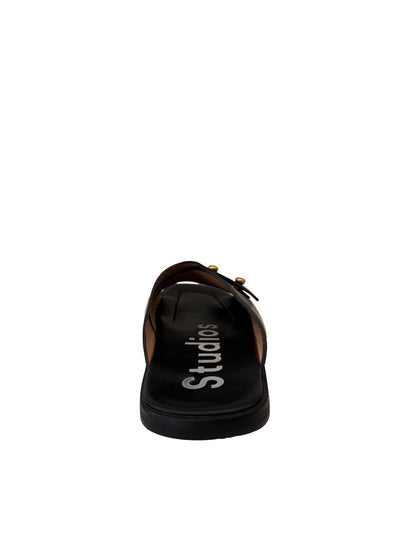 Acne Studios Black Double Stud Slides. Size: 39