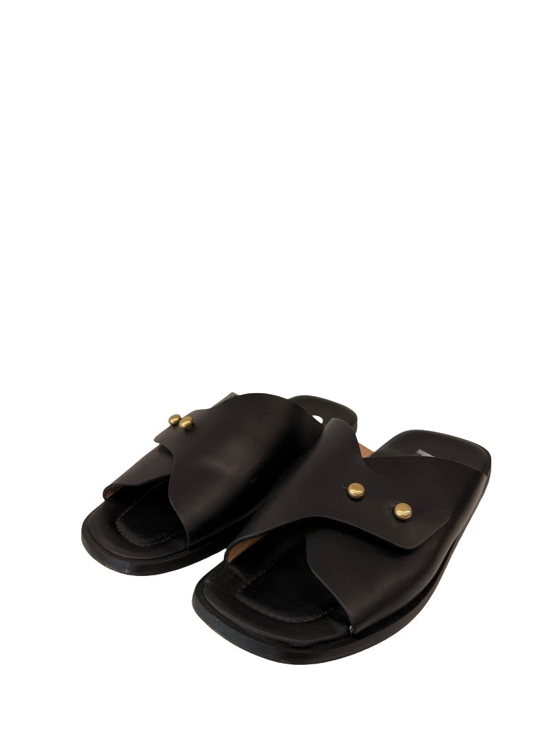 Acne Studios Black Double Stud Slides. Size: 39