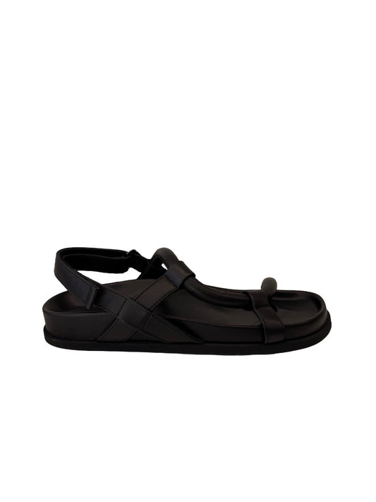 Bassike Black Leather Strappy Sandal. Size: 38
