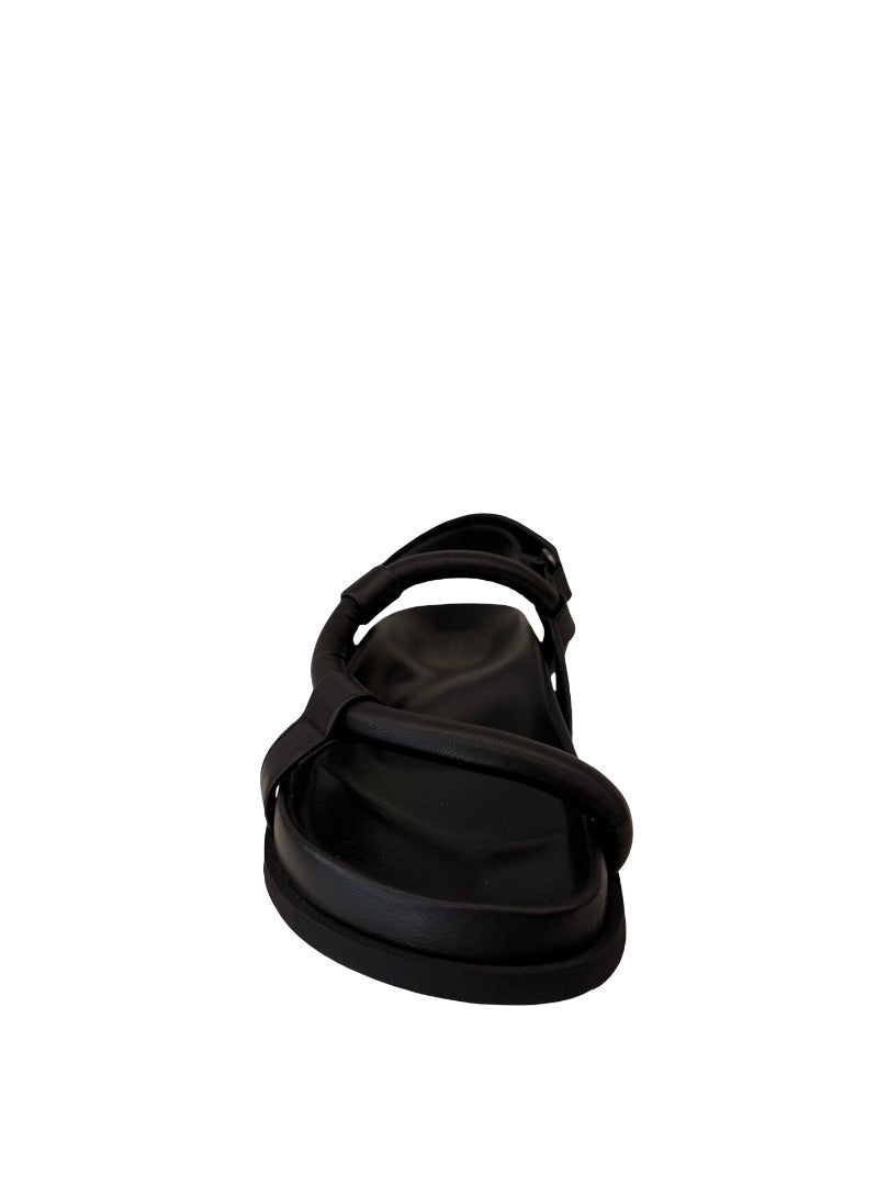 Bassike Black Leather Strappy Sandal. Size: 38