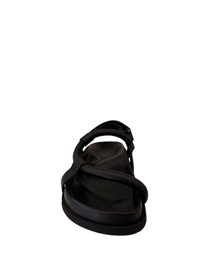Bassike Black Leather Strappy Sandal. Size: 38