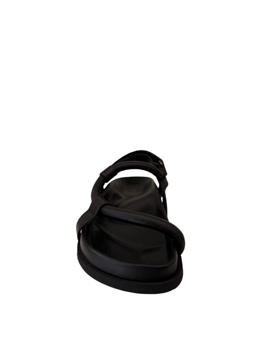 Bassike Black Leather Strappy Sandal. Size: 38