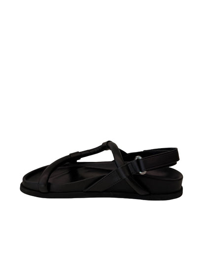 Bassike Black Leather Strappy Sandal. Size: 38