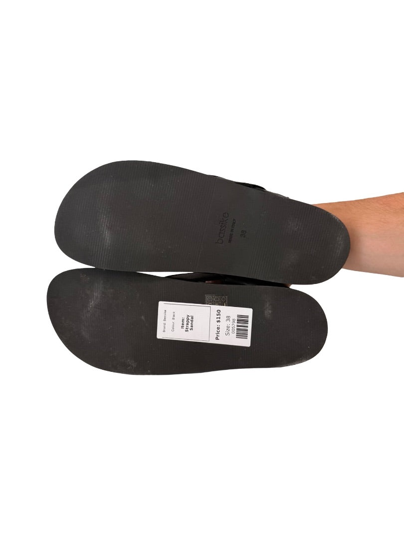 Bassike Black Leather Strappy Sandal. Size: 38