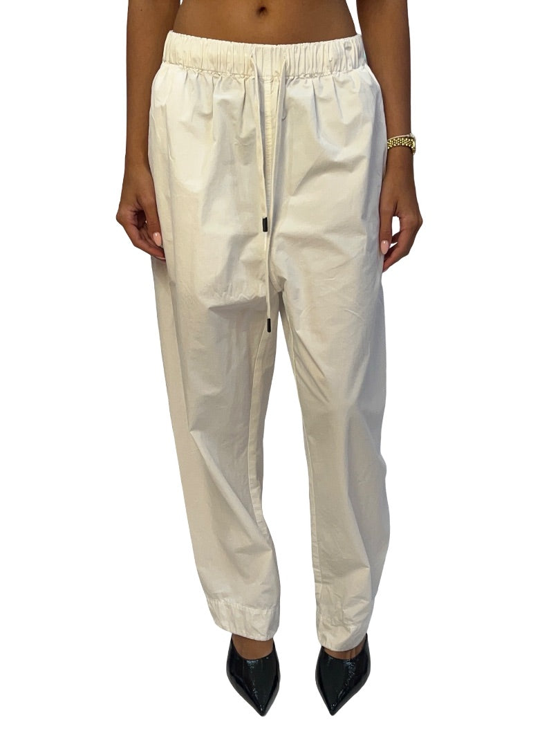 Bassike White Cotton Drawstring Pant. Size: 0