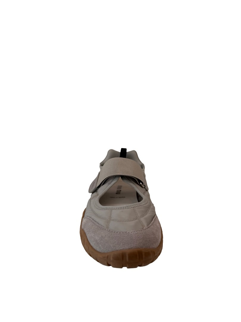 Miu Miu Grey 'Tyre Tech' Ballerina Shoes. Size: 39