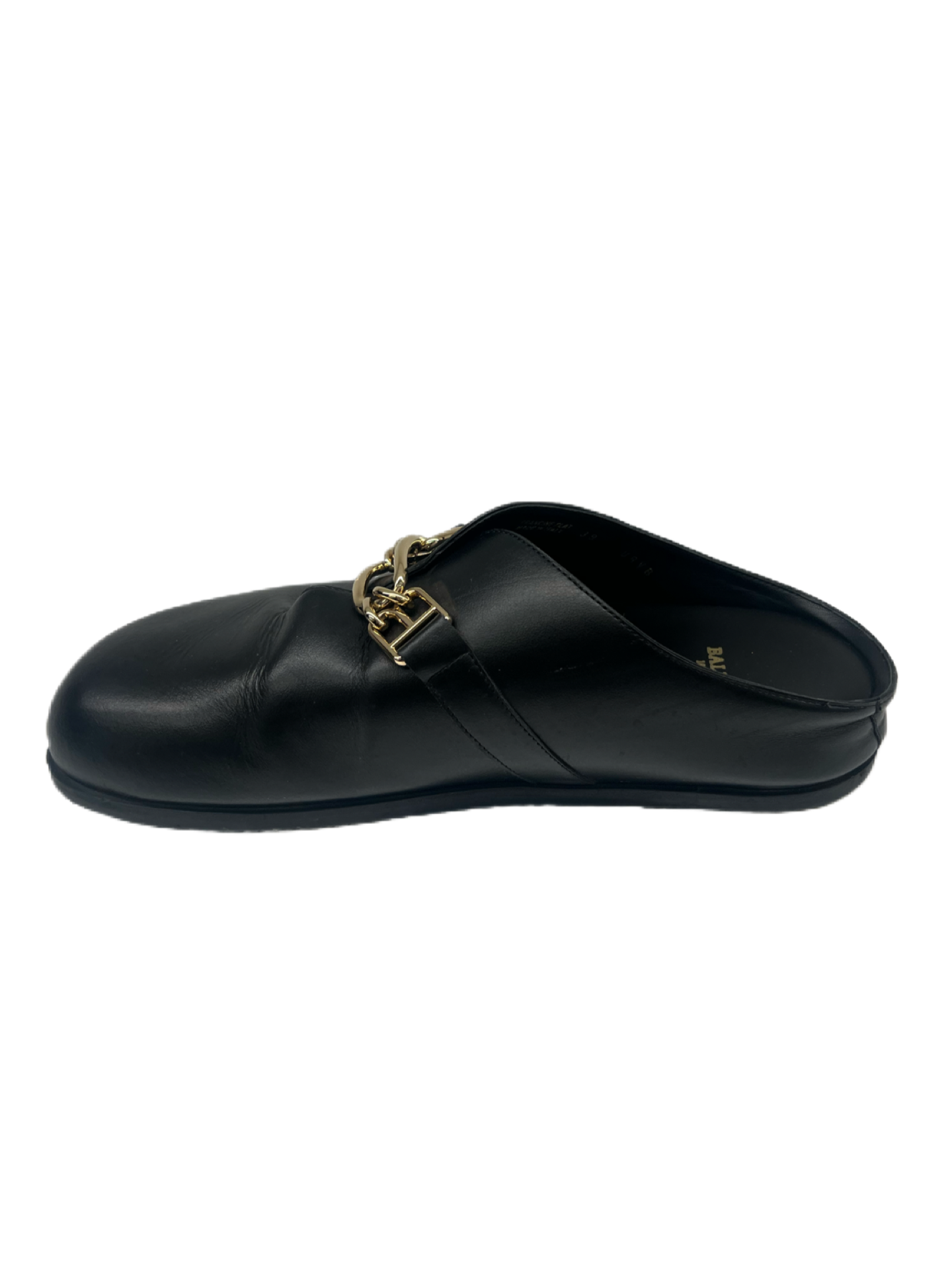 Bally Black Gold BB Link Slip on Sandals. Size: 39