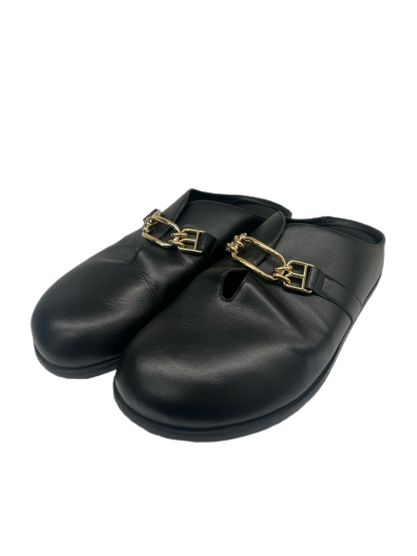 Bally Black Gold BB Link Slip on Sandals. Size: 39