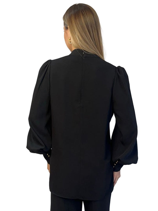Zimmermann Black Blouse w/ Gold Chain Neck. Size: 3