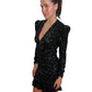 Rebecca Vallance Black Long Sleeve Sequin Midi Dress. Size: 10