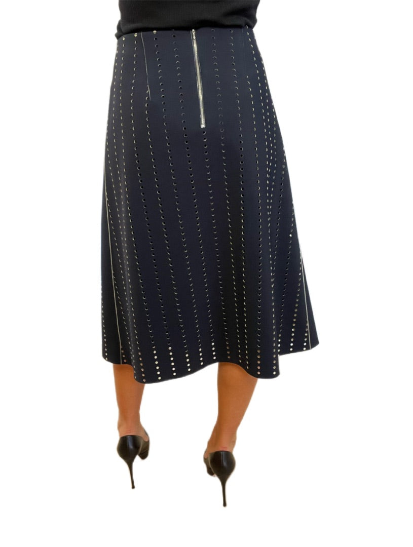 Dion Lee Navy Laser Cut Maxi Skirt. Size: 10