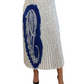 Manning Cartell White & Blue Pleated Long Pattern Skirt. Size: 6