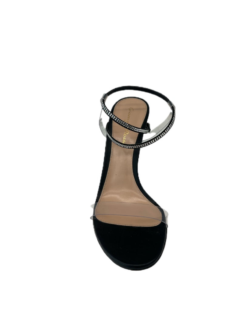 Gianvito Rossi Black Diamonte Thin Strappy Heels. Size: 38