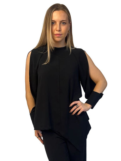 Nicholas Black Slit Sleeve Asymmetric Blouse. Size: 8