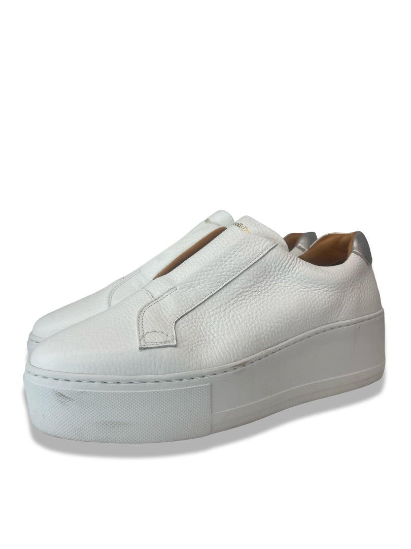 Russell & Bromley White Flatform Laceless Trainers. Size: 39.5