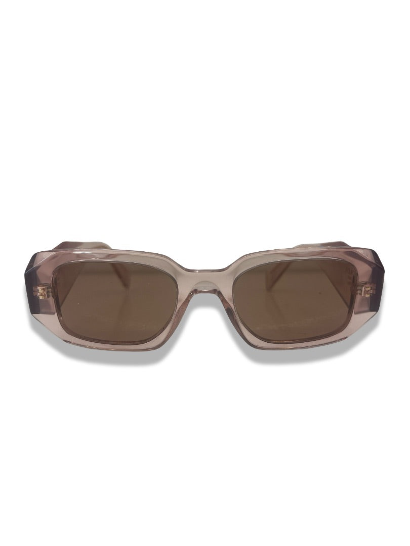 Prada Pink Transparent 'PR 17WS' Geometric Sunglasses.