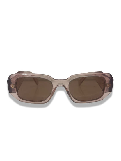 Prada Pink Transparent 'PR 17WS' Geometric Sunglasses.