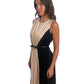 MaxMara Black & Cream Sleeveless Dress w Cream Pleated Inlay. Size: 42