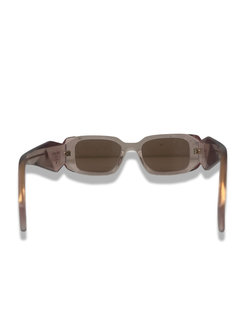 Prada Pink Transparent 'PR 17WS' Geometric Sunglasses.