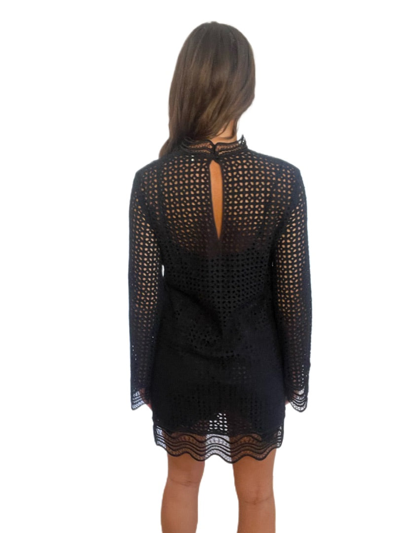 IRO Black Crochet Dress. Size: 38