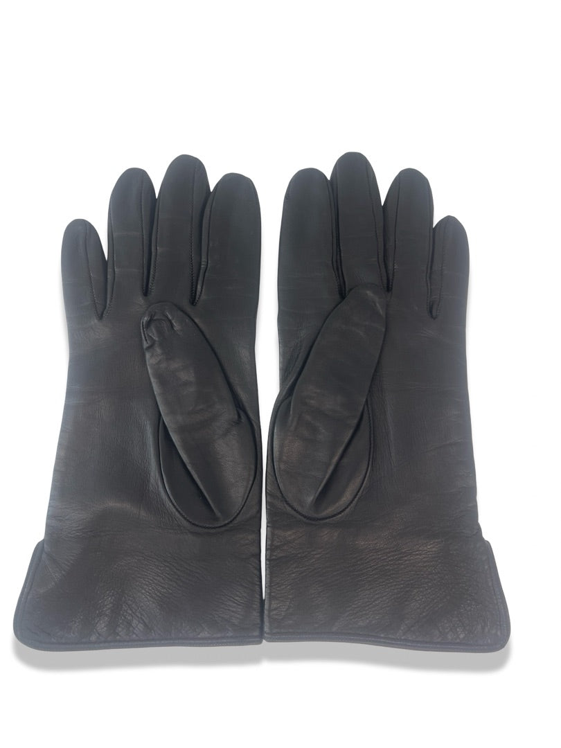 Burberry Black Leather Gloves. Size: 7