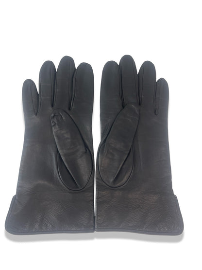 Burberry Black Leather Gloves. Size: 7