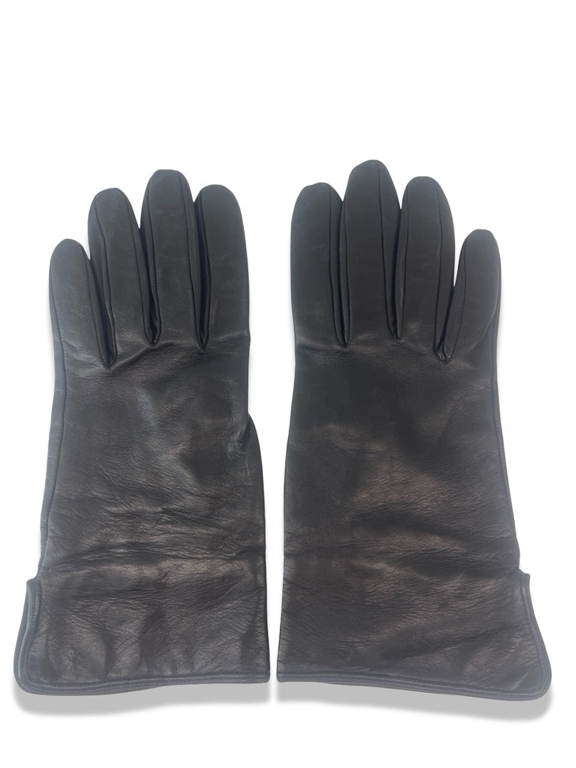 Burberry Black Leather Gloves. Size: 7