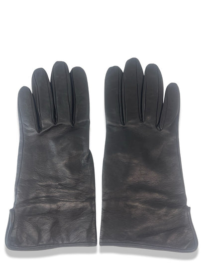 Burberry Black Leather Gloves. Size: 7