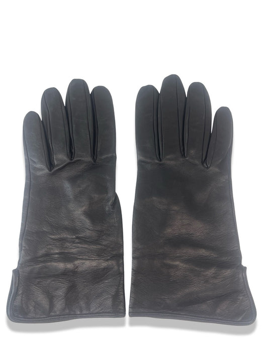 Burberry Black Leather Gloves. Size: 7
