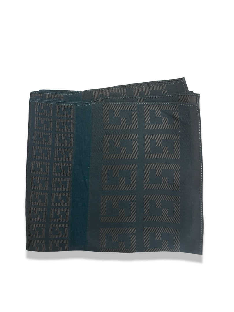 Fendi Brown / Black Embroidered 'FF' Monogram Sheer Scarf.